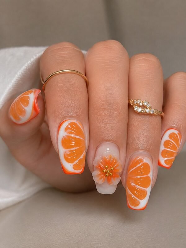 Gold Drip | Press-On Nails | 24 pcs | Almond Shape | Long | Reusable Design