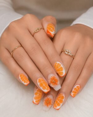 Gold Drip | Press-On Nails | 24 pcs | Almond Shape | Long | Reusable Design